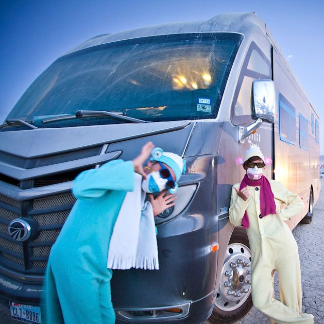 Wynns and the RV at Burning Man