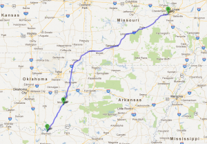st louis to dallas map