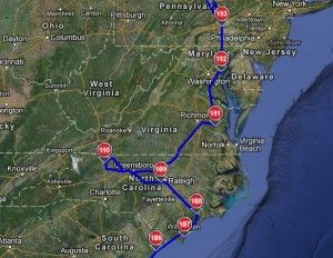 South Carolina to Pennsylvania Driving Route