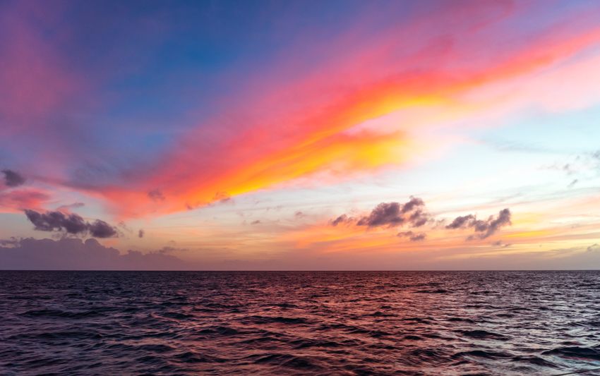 sunset from sailboat bahamas