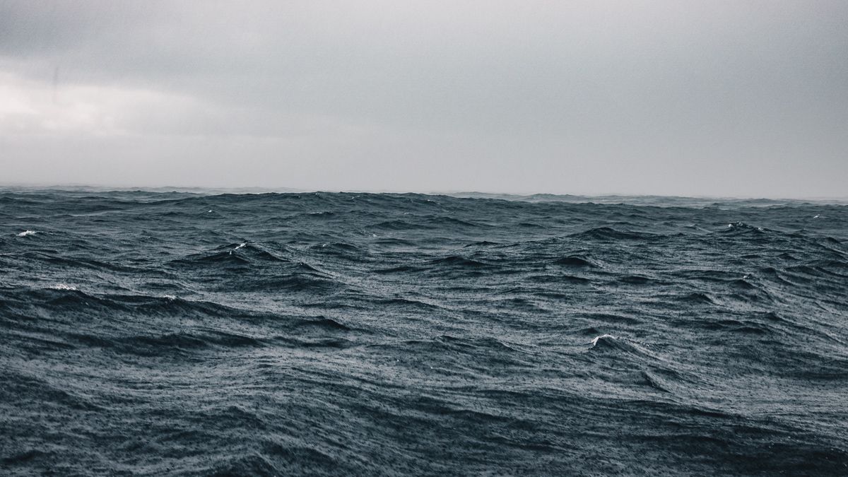 rain storm at sea while sailing the pacific ocean