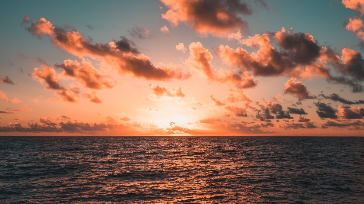 beautiful sunset at sea while sailing the south pacific