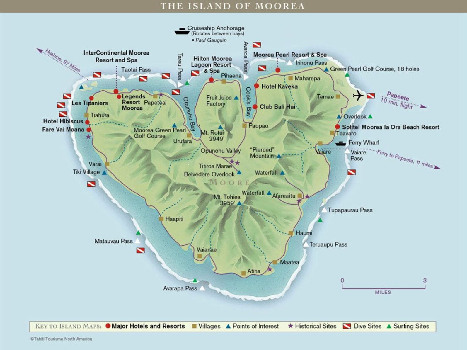 Island of moorea dive map