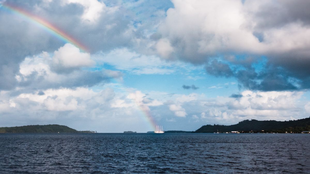 rainbows and sailing in bora bora