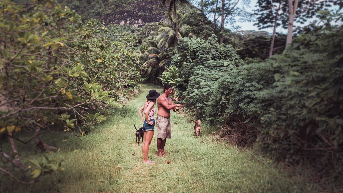 nikki wynn getting a tour from a local in raiatea french Polynesia