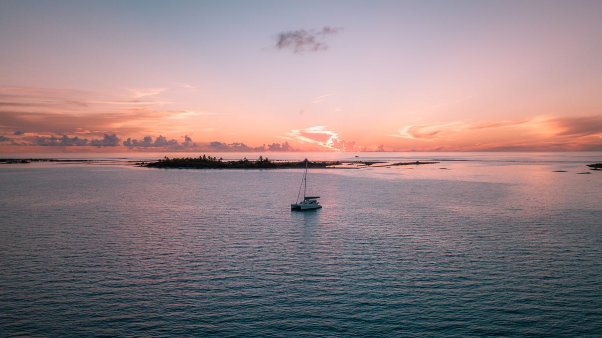 stunning sunset on a remote atoll in south pacific