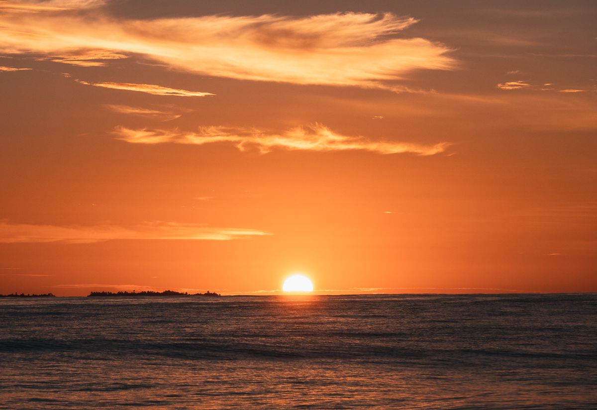 sunrise at sea in the tuamotu french polynesia