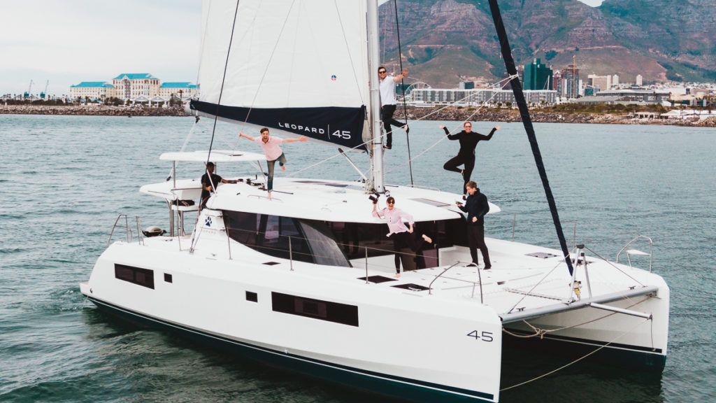 leopard 45 test sail with jason and nikki of gone with the wynns in cape town south africa